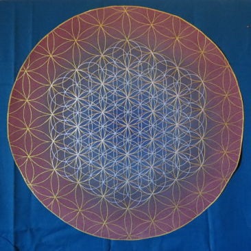 Fleur de vie cube de Métatron et mandala peint par Afloresecence