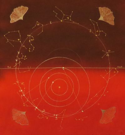 tableau-carte-ciel-natal-tissu-motif-petit-système-solaire-nuit