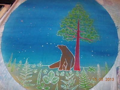 peinture-sac-tambour-chamanique-motif-ours-sequoia-étoile-vega