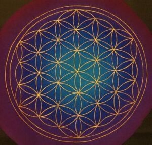 Fleur de vie cube de Métatron et mandala peint par Afloresecence