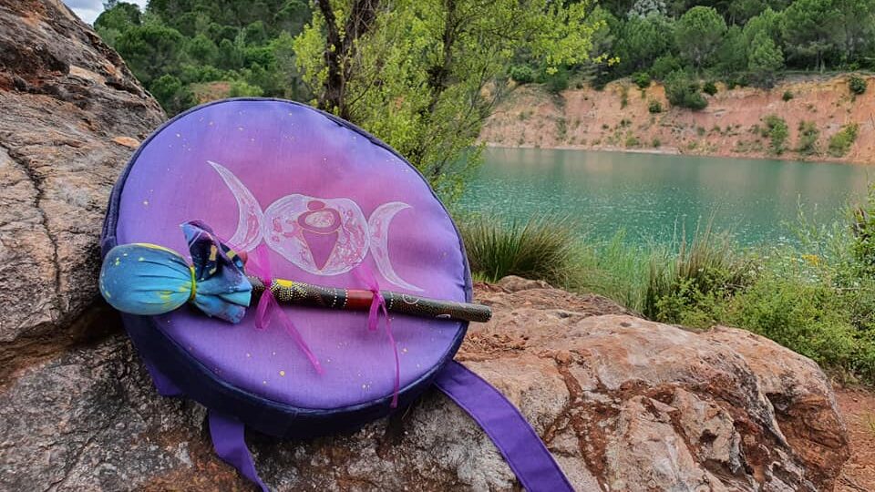 sac tambour sur mesure motif lune mauve