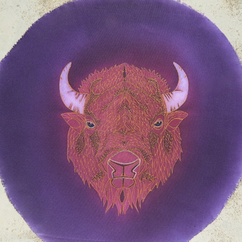 peinture-pour-sac-tambour-chamanique-motif-bison