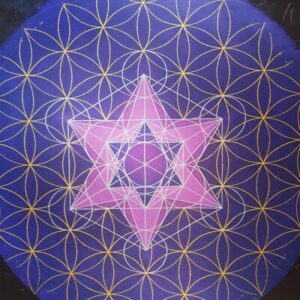 fleur de vie , cube de Métatron et mandala peint sur tissu par Aflorescence
