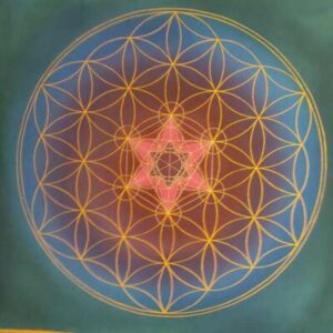 Exemple de tissu autel tarot carré de 90 x90 cm d'après les directives de mon client 