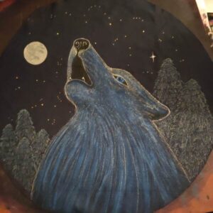 housse-pour-tambour-personnalisée- loup-lune