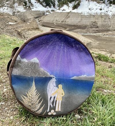 housse bandoulière de 40cm pour tambour créée spécialement pour ma cliente