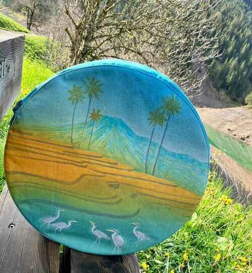 housse sur mesure en tissu pour tambour ou percussion, fabrication artisanale Aflorescence