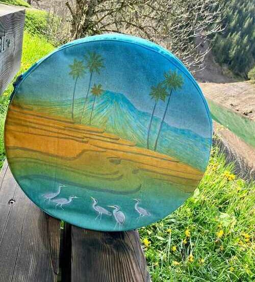 Sac bandoulière pour tambour chamanique motif paysage