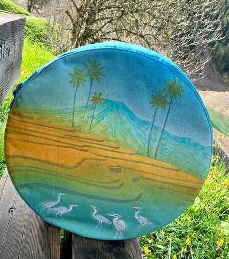 Sac bandoulière pour tambour chamanique motif paysage