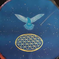 Fleur de vie cube de Métatron et mandala peint par Afloresecence