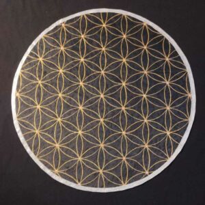  petit tissu d'autel sacré fleur de vie noir et dorée peint à la main par Aflorescence 