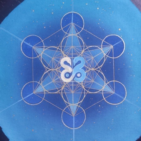 cube de Métatron et logo personnalisé sur tissu sur commande par Aflorescence