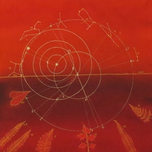 ciel de naissance peint à la main sur tissu par Aflorecence