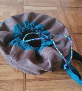 sac bandoulière pour bols tibétains cousu sur mesure