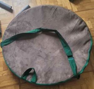 housse bandoulière pour transporter un gong cousu sur mesure par Aflorescence