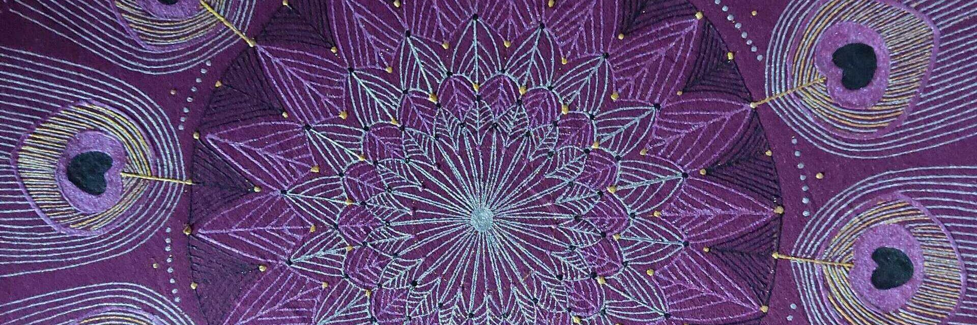 mandala peint à la main sur tissu pour coudre sur mesure une housse de percussion